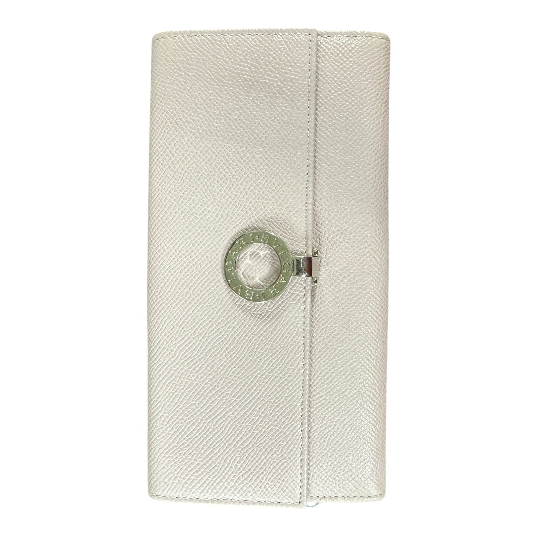 Authentic Bvlgari Bvlgari Logo Clip Leather Long Wallet Light Pink BV58