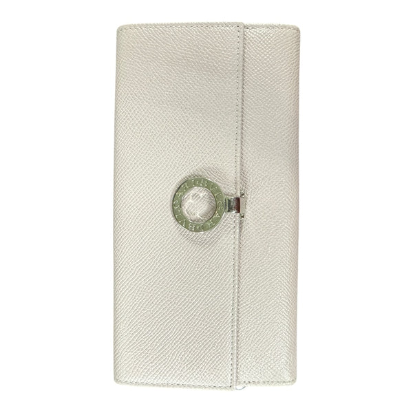 Authentic Bvlgari Bvlgari Logo Clip Leather Long Wallet Light Pink BV58