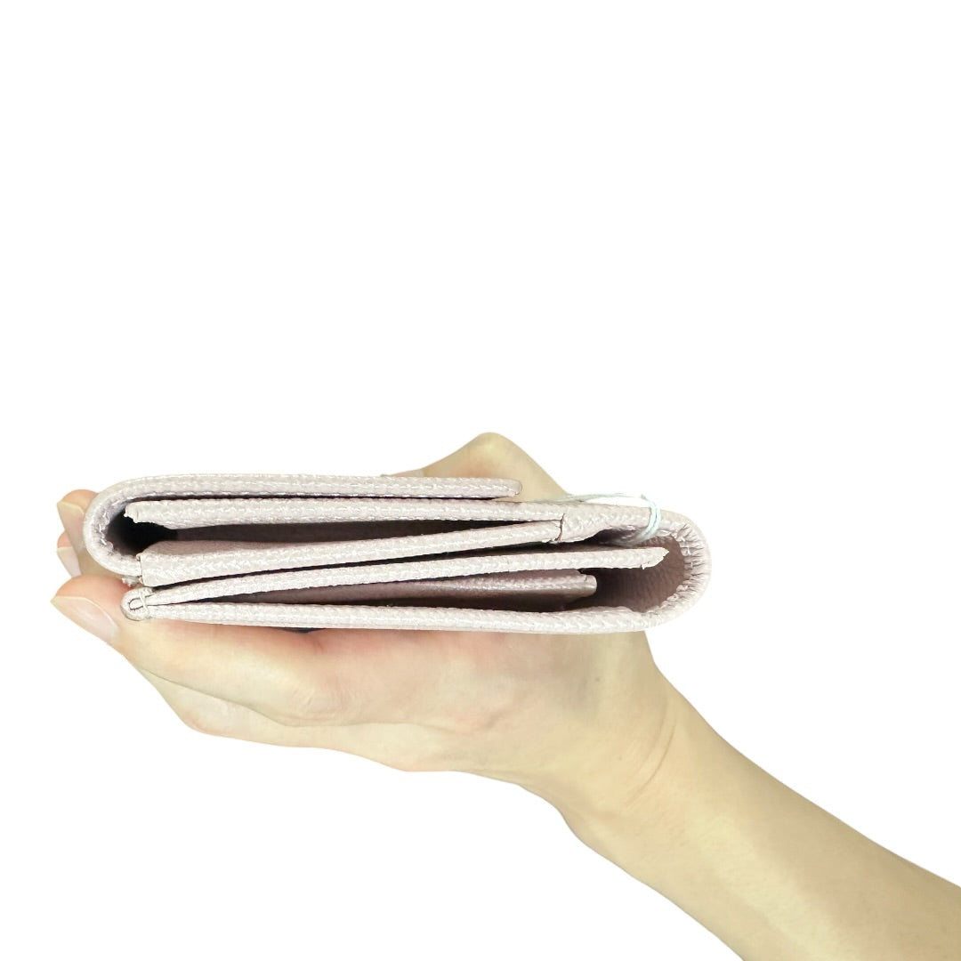 Authentic Bvlgari Bvlgari Logo Clip Leather Long Wallet Light Pink BV58