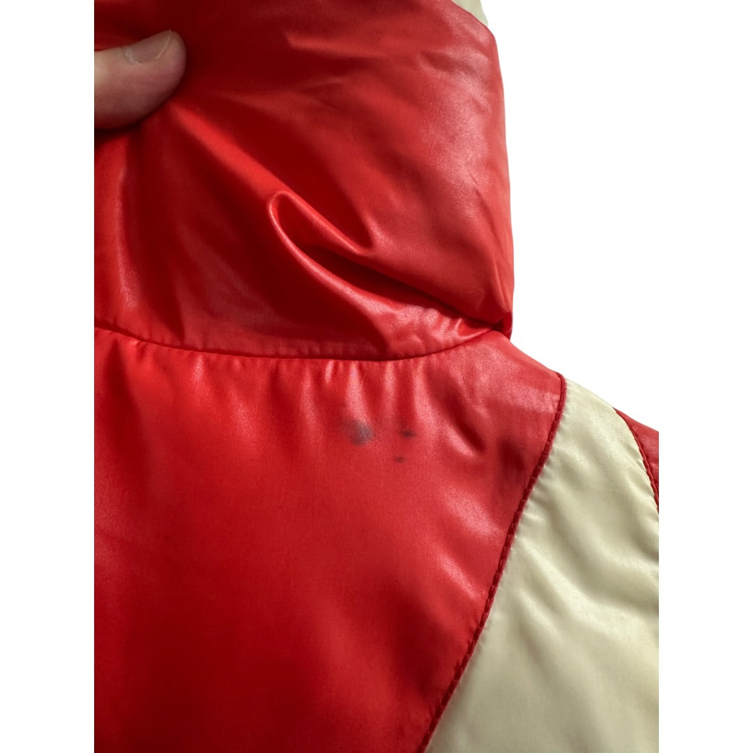 Authentic Moncler Red Puffer Jacket with Graphic Back Design MO249