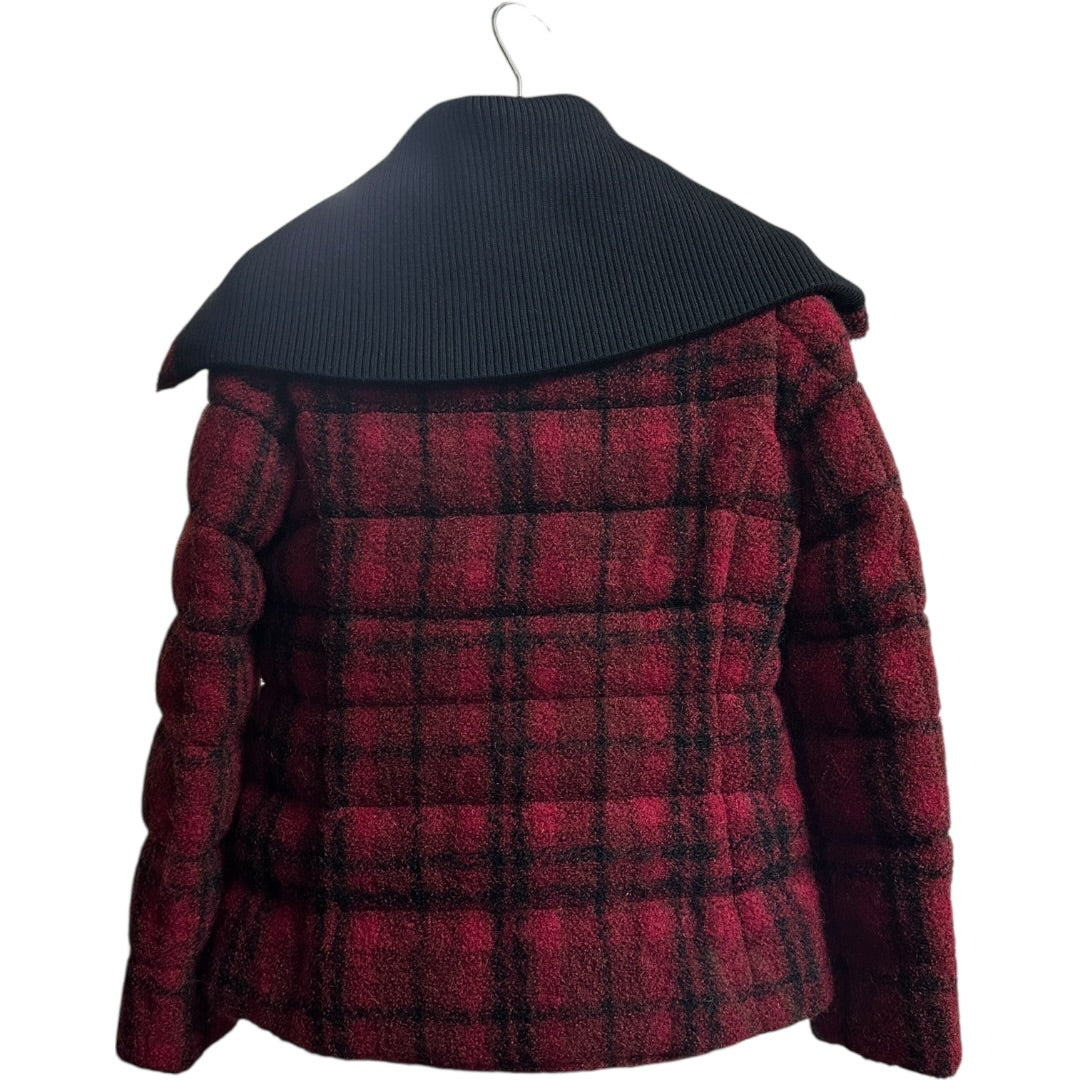 Authentic Moncler Red Plaid Wool Blend Down Jacket MO255