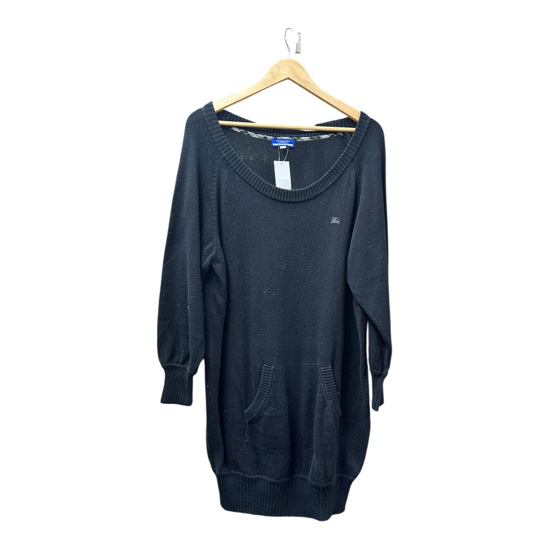 Authentic Burberry Blue Label Black Knit Tunic Dress with Back Logo BU1020