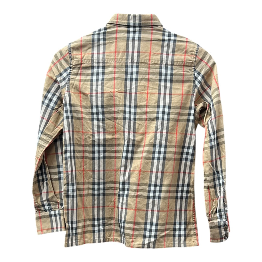 Authentic Burberrys Vintage Nova Check Long Sleeve Shirt Beige BU1192