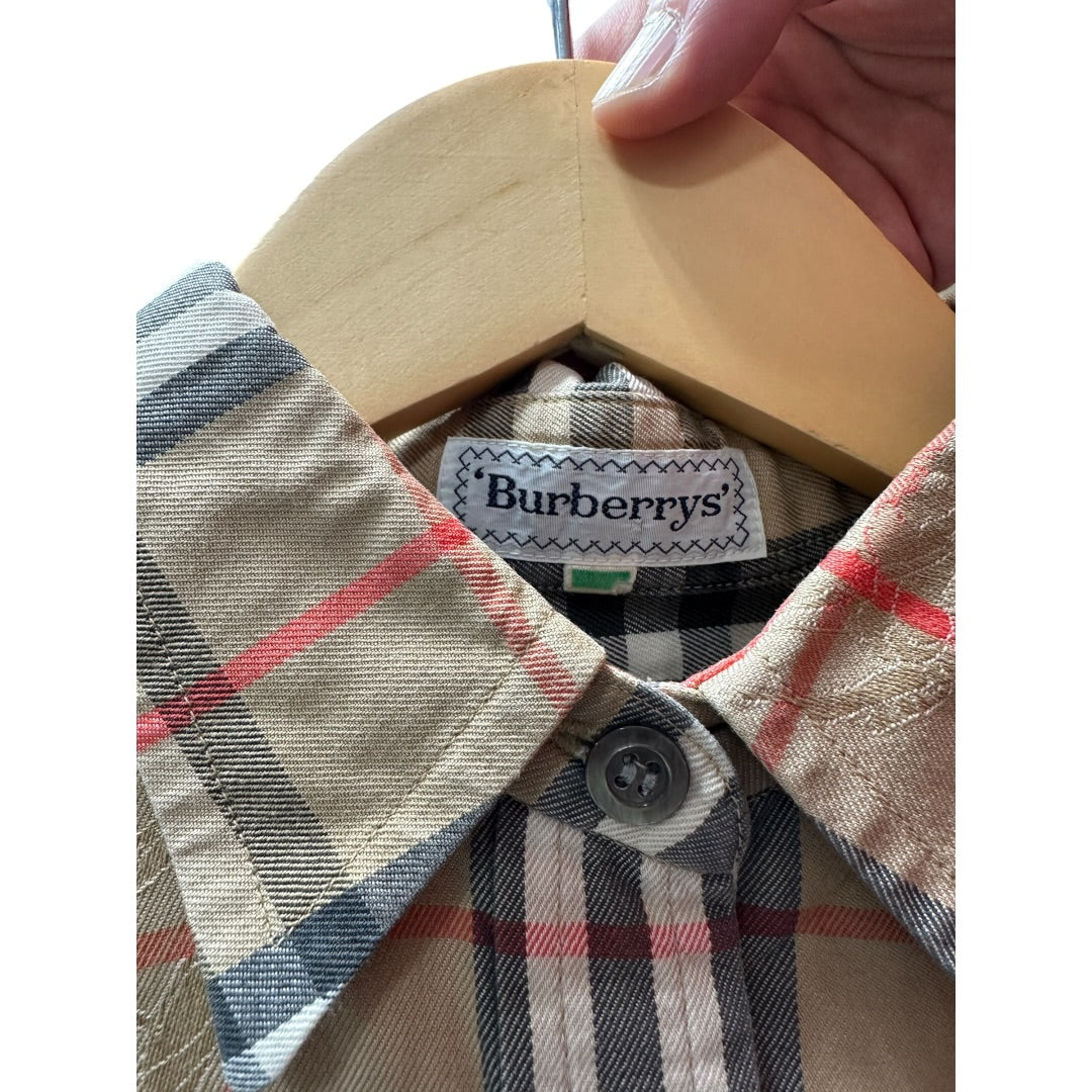 Authentic Burberrys Vintage Nova Check Long Sleeve Shirt Beige BU1192