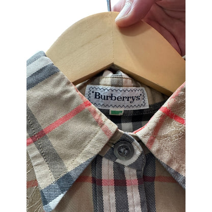 Authentic Burberrys Vintage Nova Check Long Sleeve Shirt Beige BU1192