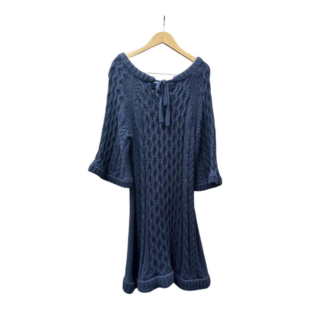 Authentic Burberry Blue Label Navy Cable Knit Dress with Back Ribbon BU972