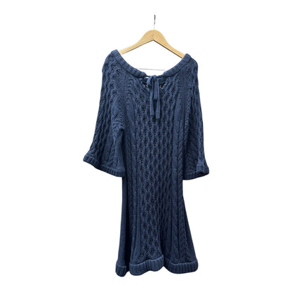 Authentic Burberry Blue Label Navy Cable Knit Dress with Back Ribbon BU972