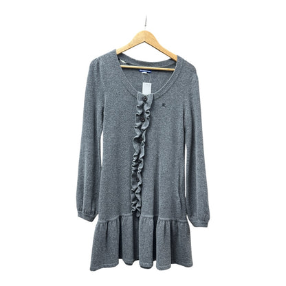 Authentic Burberry Blue Label Gray Ruffle Knit Dress with Back Ribbon BU1098