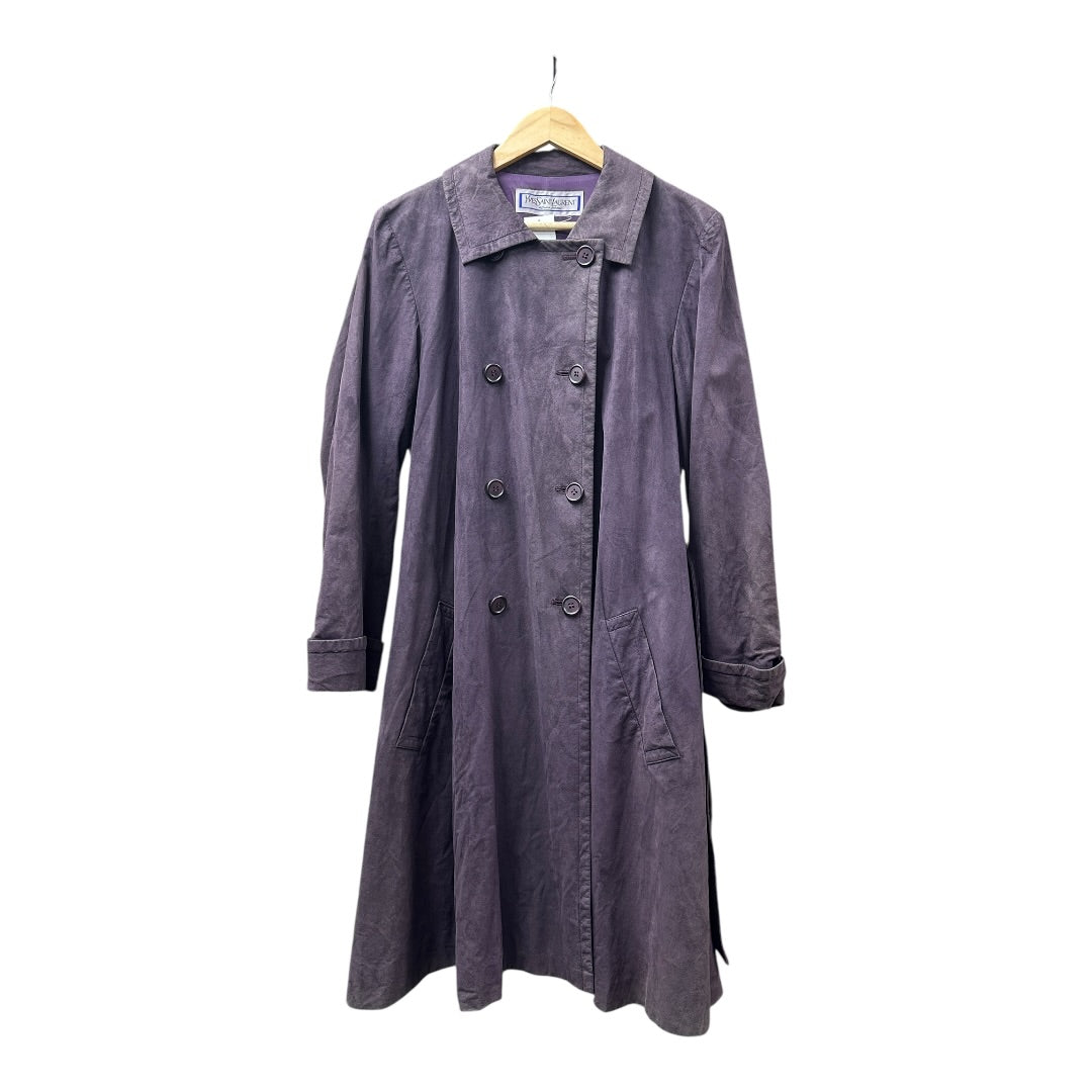 Authentic Yves Saint Laurent Purple Suede-Finish Trench Coat Yv149