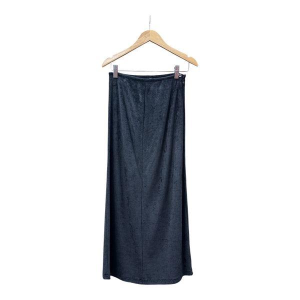 Authentic FENDI JEANS Black Velour Long Skirt with Logo Tape FE248