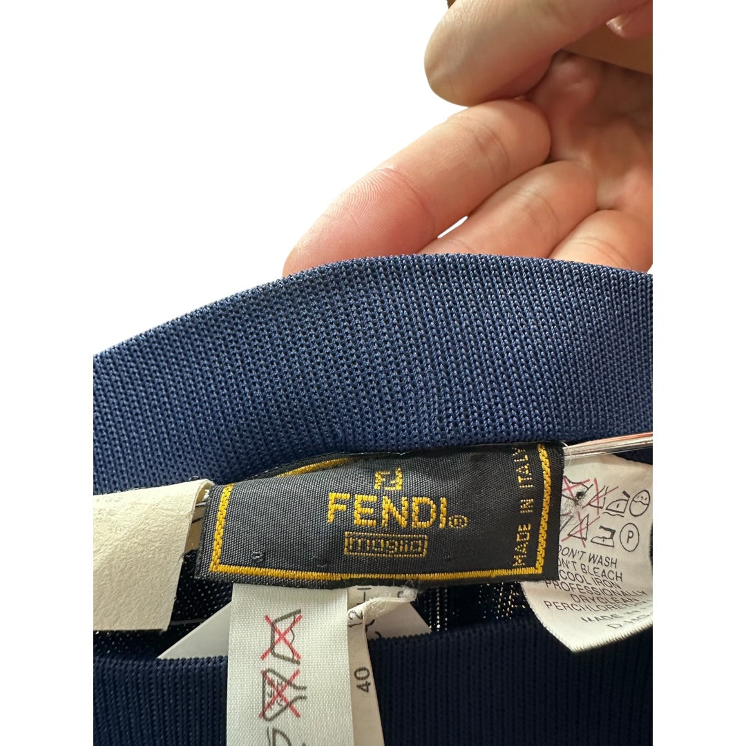 Authentic FENDI Navy Blue Knit Pencil Skirt Made in Italy FE327
