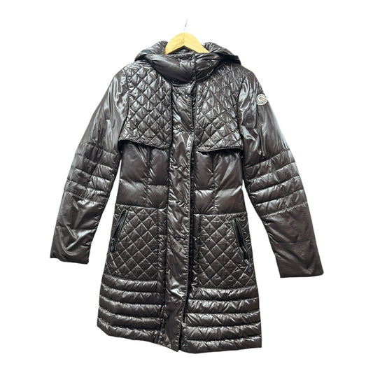 Authentic Moncler Brown Quilted Long Down Coat with Belt MO250