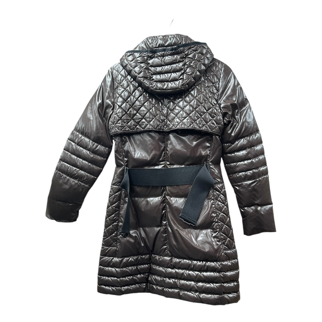 MONCLER Brown Quilted Long Down Coat with Belt MO250