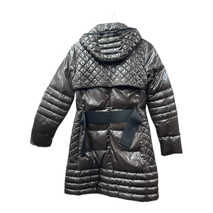 MONCLER Brown Quilted Long Down Coat with Belt MO250