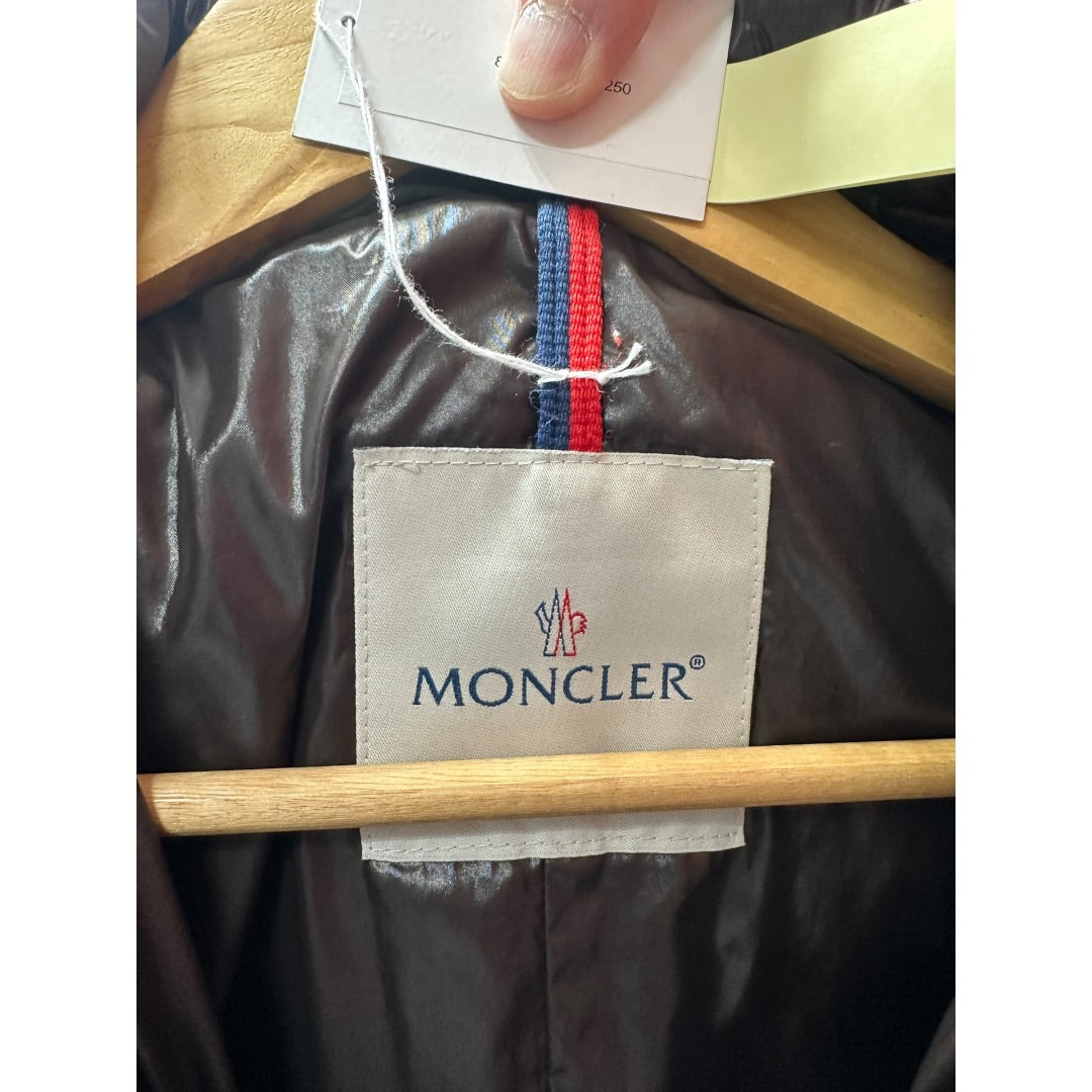 MONCLER Brown Quilted Long Down Coat with Belt MO250