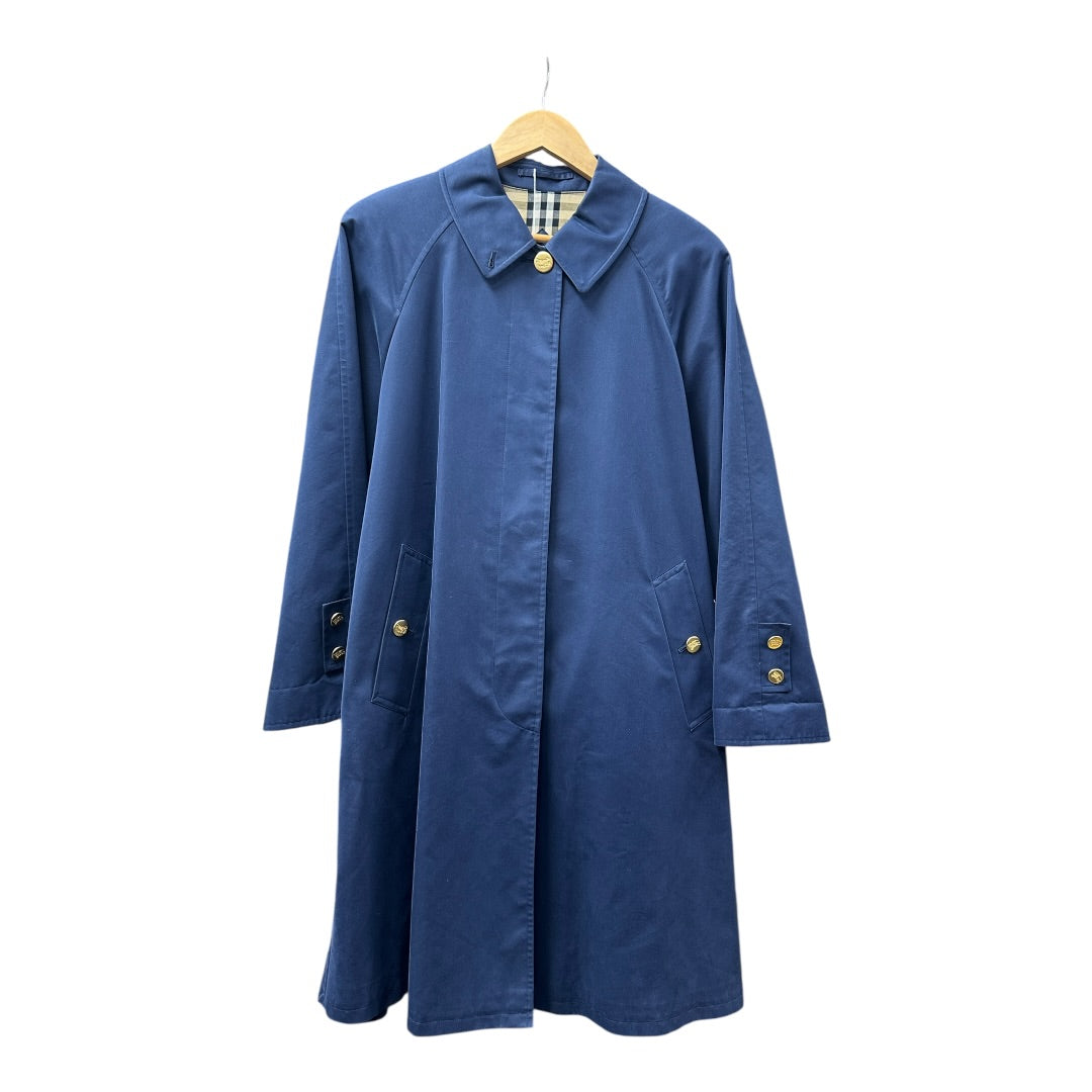 Authentic Burberrys Vintage Balmacaan Coat Navy with Gold Emblem BU1200