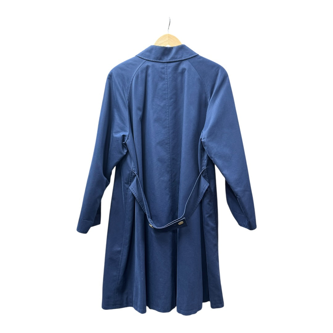 Authentic Burberrys Vintage Balmacaan Coat Navy with Gold Emblem BU1200