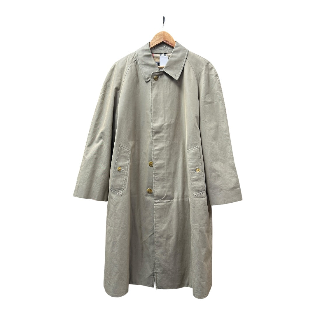 Authentic Burberrys Vintage Balmacaan Coat Beige with Nova Check Lining BU1103