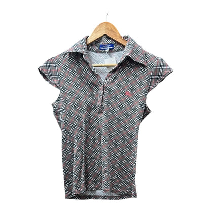 Authentic Burberry Blue Label Check Pattern Top with Embroidered Logo BU1178