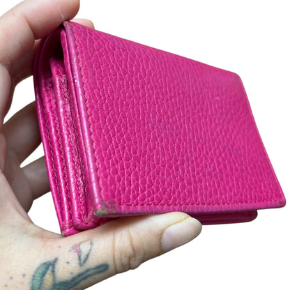 GUCCI Leather GG Marmont Card Case Wallet Pink Gold Hardware Gu564