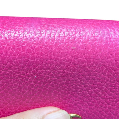 GUCCI Leather GG Marmont Card Case Wallet Pink Gold Hardware Gu564