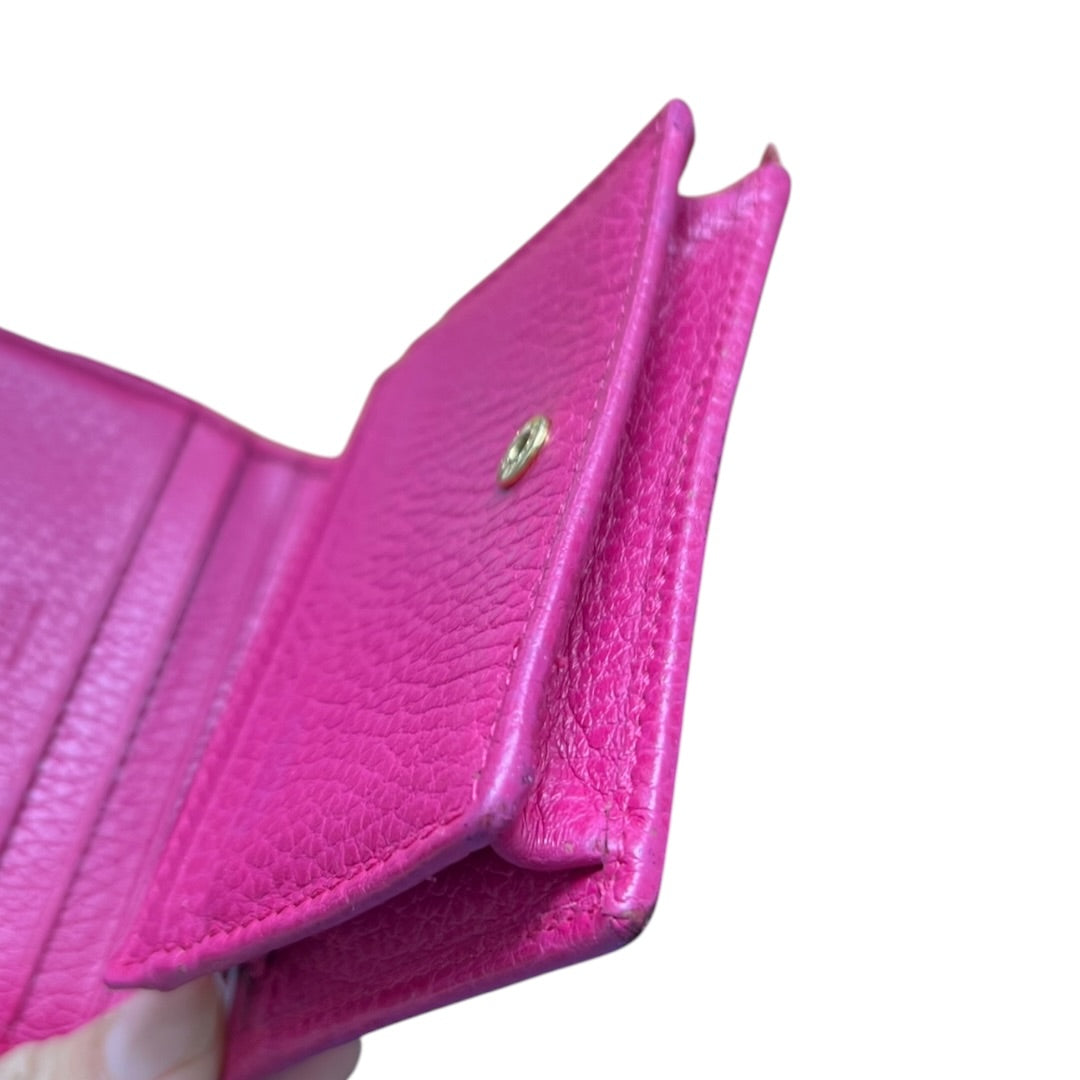GUCCI Leather GG Marmont Card Case Wallet Pink Gold Hardware Gu564