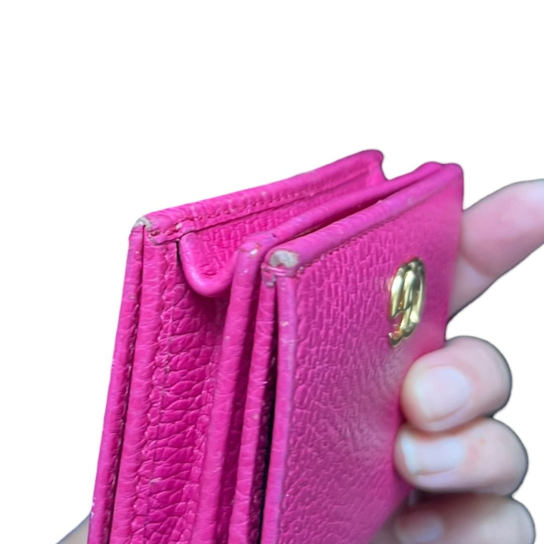 GUCCI Leather GG Marmont Card Case Wallet Pink Gold Hardware Gu564