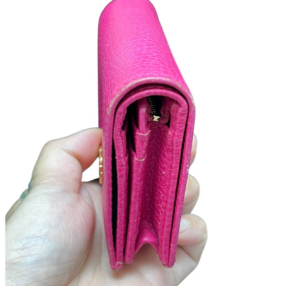 GUCCI Leather GG Marmont Card Case Wallet Pink Gold Hardware Gu564