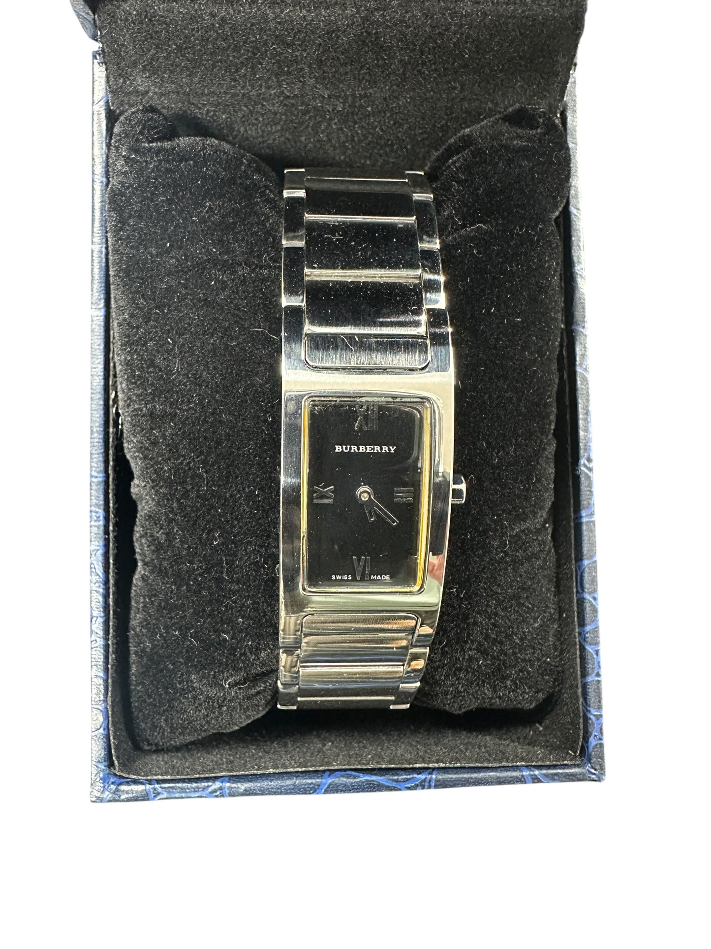 Burberry Rectangular Black Dial Stainless Steel Ladies Watch - ER76