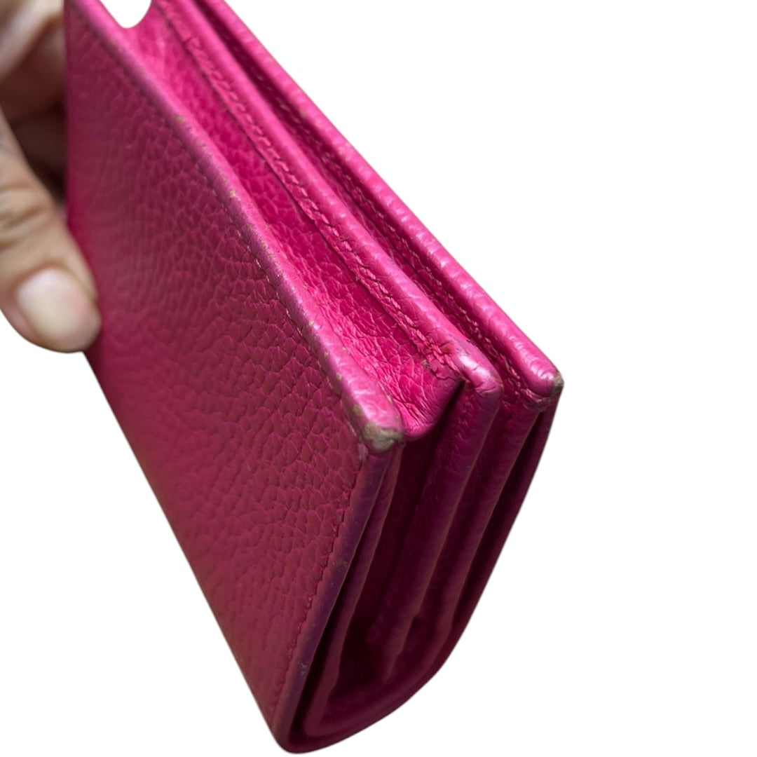 GUCCI Leather GG Marmont Card Case Wallet Pink Gold Hardware Gu564