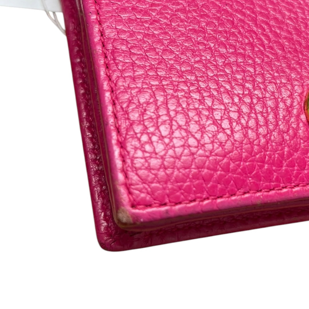 GUCCI Leather GG Marmont Card Case Wallet Pink Gold Hardware Gu564