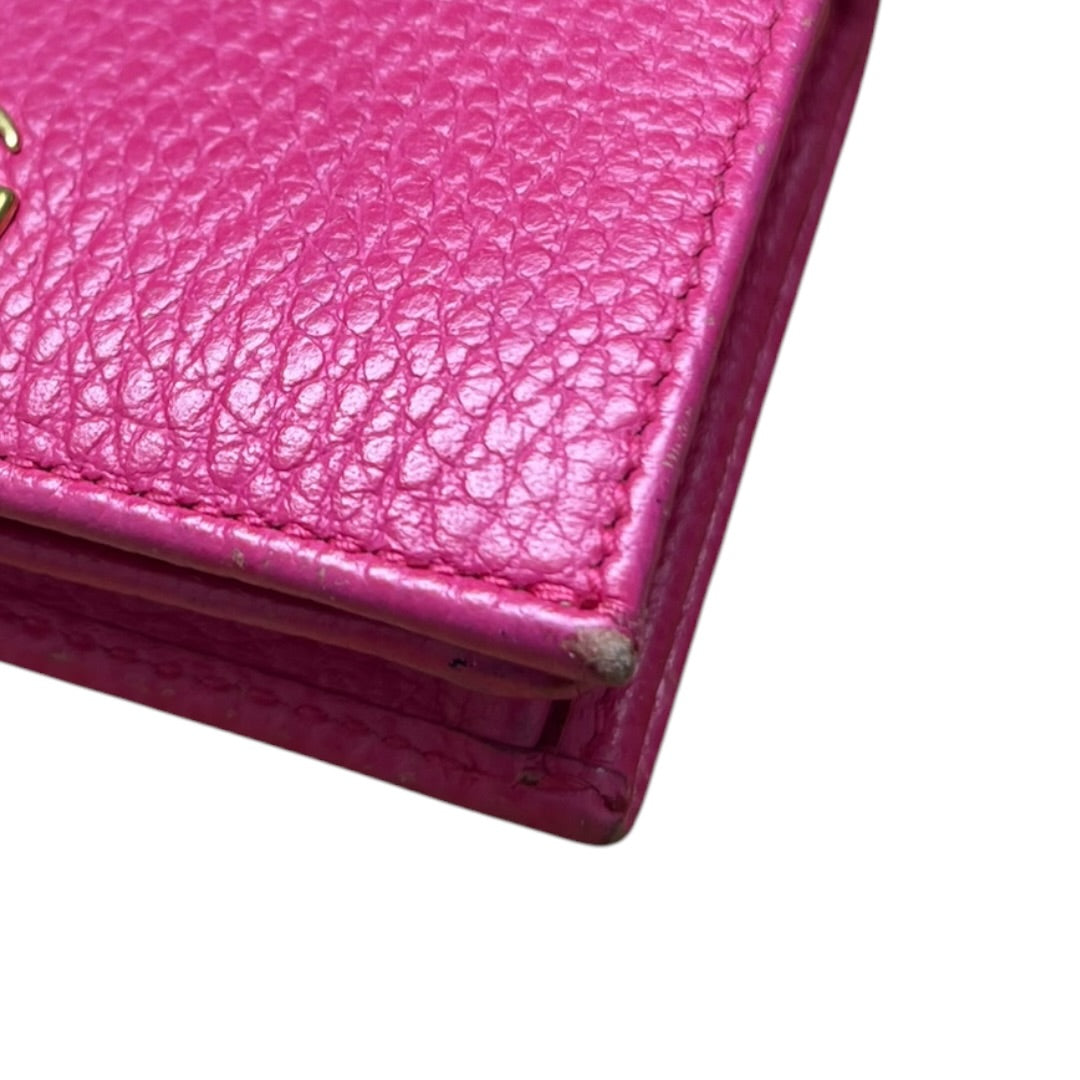 GUCCI Leather GG Marmont Card Case Wallet Pink Gold Hardware Gu564