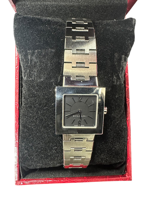 BVLGARI Swiss Made Quadrato Black Minimalist Dial Watch ER58