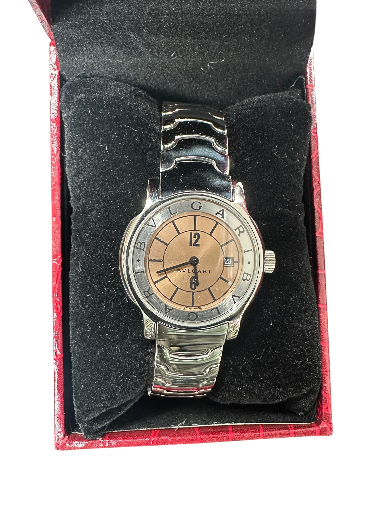 BVLGARI Swiss Made Ergon Pink Dial Stainless Steel Watch ER52