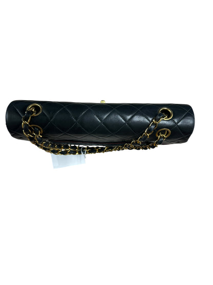 CHANEL Lambskin Classic Medium Double Flap Handbag Black Gold Hardware CH2149