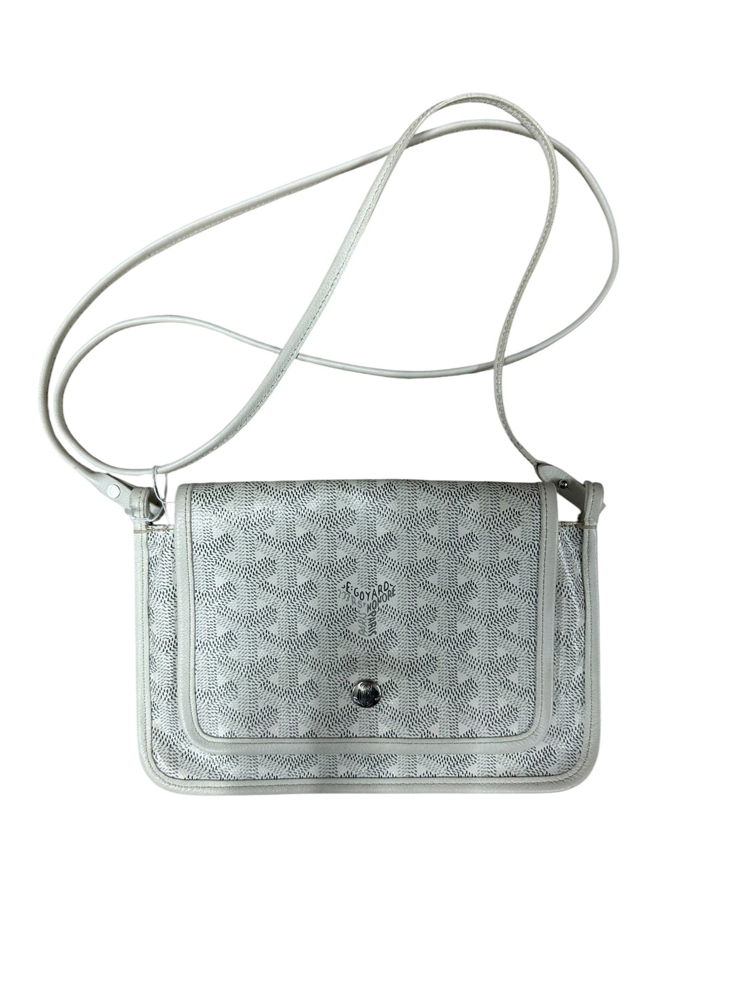 GOYARD Goyardine Canvas Plumet Crossbody Pouch White Silver Hardware GO17