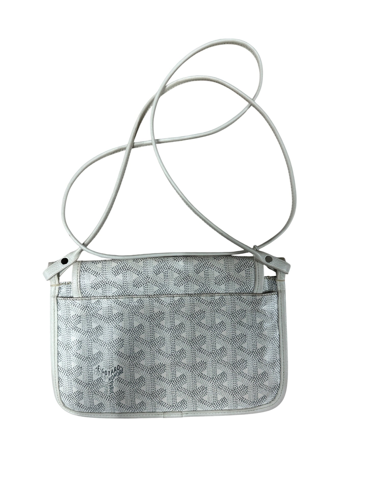 GOYARD Goyardine Canvas Plumet Crossbody Pouch White Silver Hardware GO17