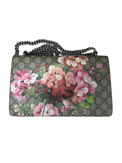 GUCCI GG Supreme Blooms Dionysus Small Shoulder Bag Beige Pink Silver Hardware GU595